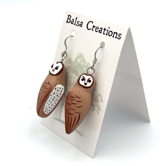 Barn Owl Balsa Earrings