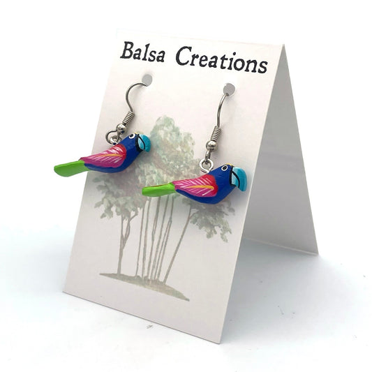 Blue Macaw Balsa Earrings