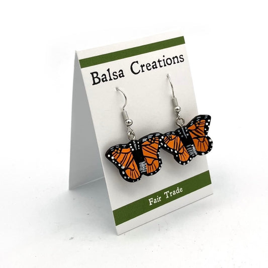Monarch Butterfly Balsa Earrings