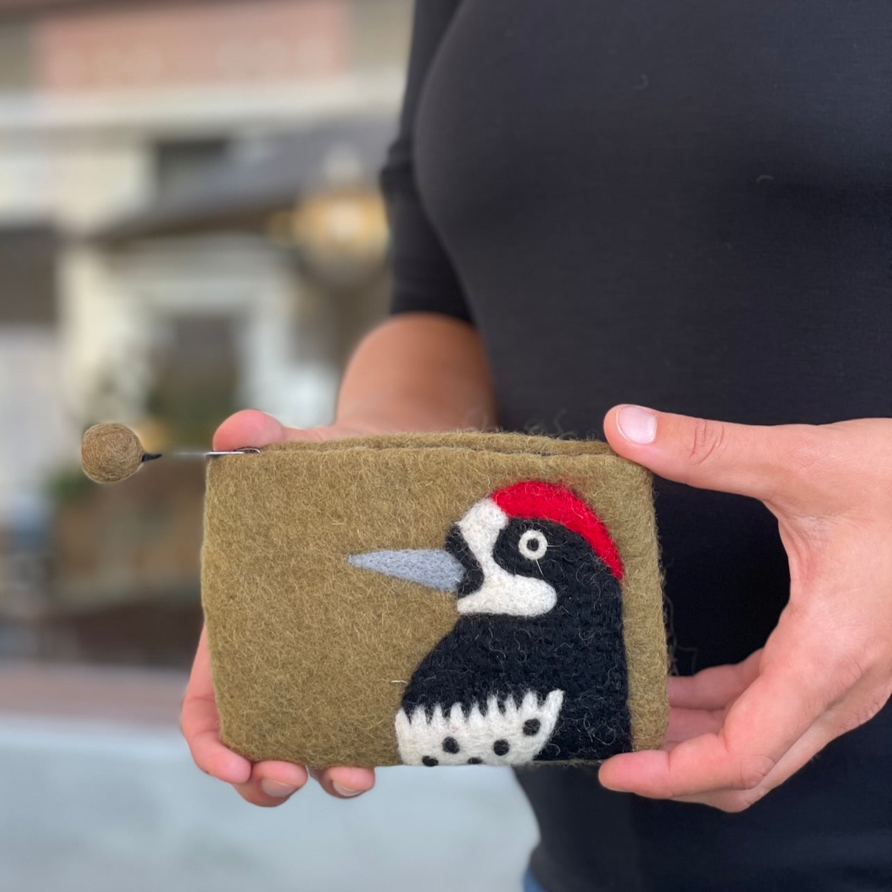 Acorn Woodpecker Felt Coin Purse
