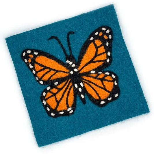 Monarch Butterfly on Blue Square Felt Trivet
