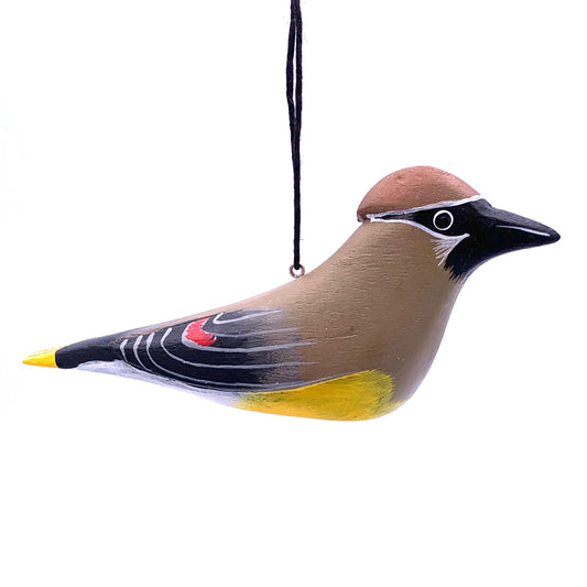 Cedar Waxwing Balsa Ornament