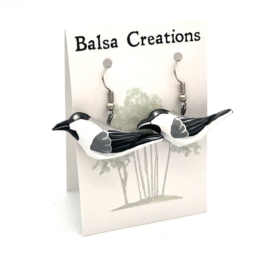 Black-capped Chickadee Balsa Earrings