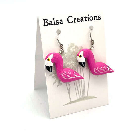 Flamingo Balsa Earrings