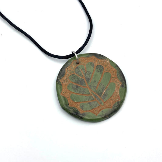 Palm Frond Ceramic Necklace