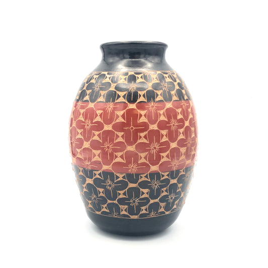 Ceramic Decorative Vessel (Rust Flower)