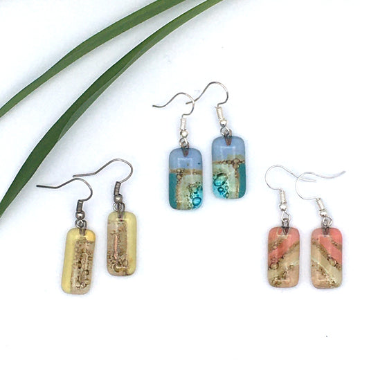 Small Rectangular Glass Earrings