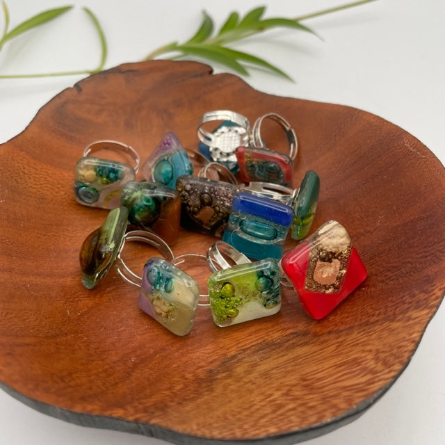 Adjustable Fused Glass Ring