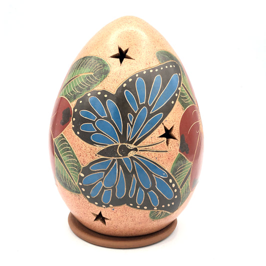 Blue Morpho Butterfly and Flower Luminary