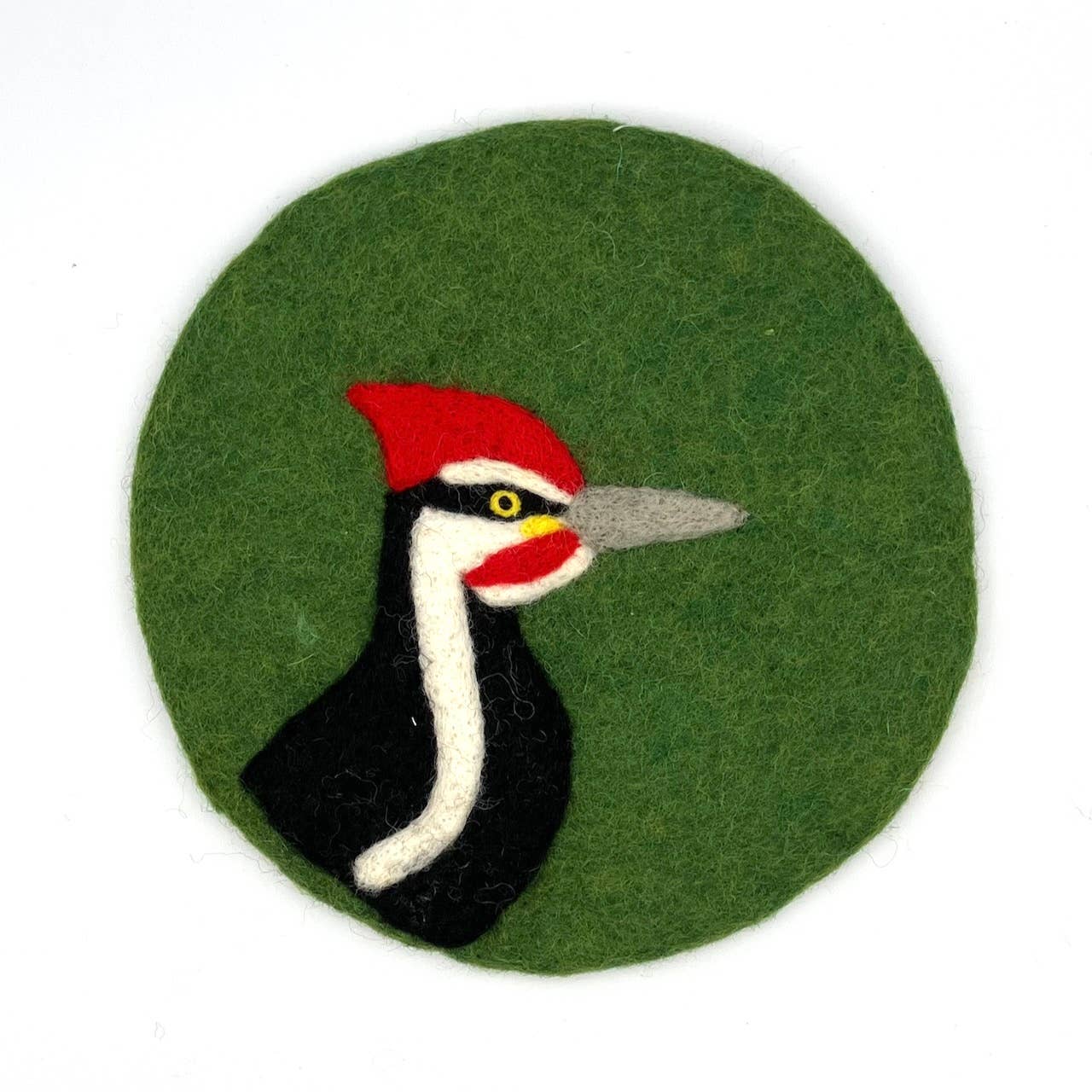 Pileated Woodpecker Round Felt Trivet