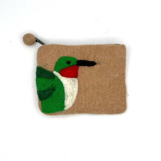 Ruby-throated Hummingbird Felt Coin Purse