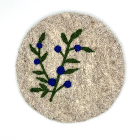 Blueberry Branch Round Felt Trivet