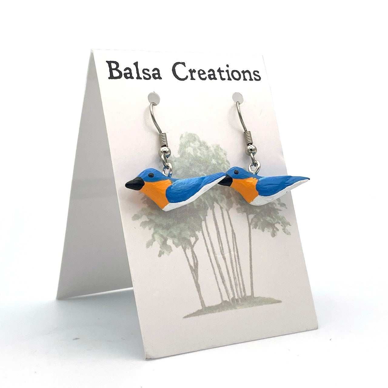 Eastern Bluebird Balsa Earrings