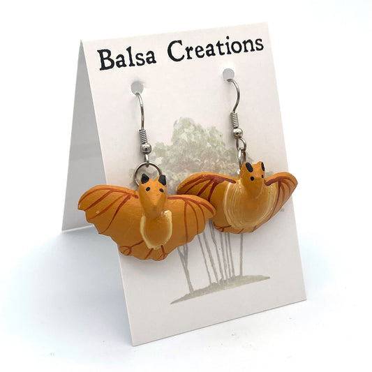 Little Brown Bat Balsa Earrings