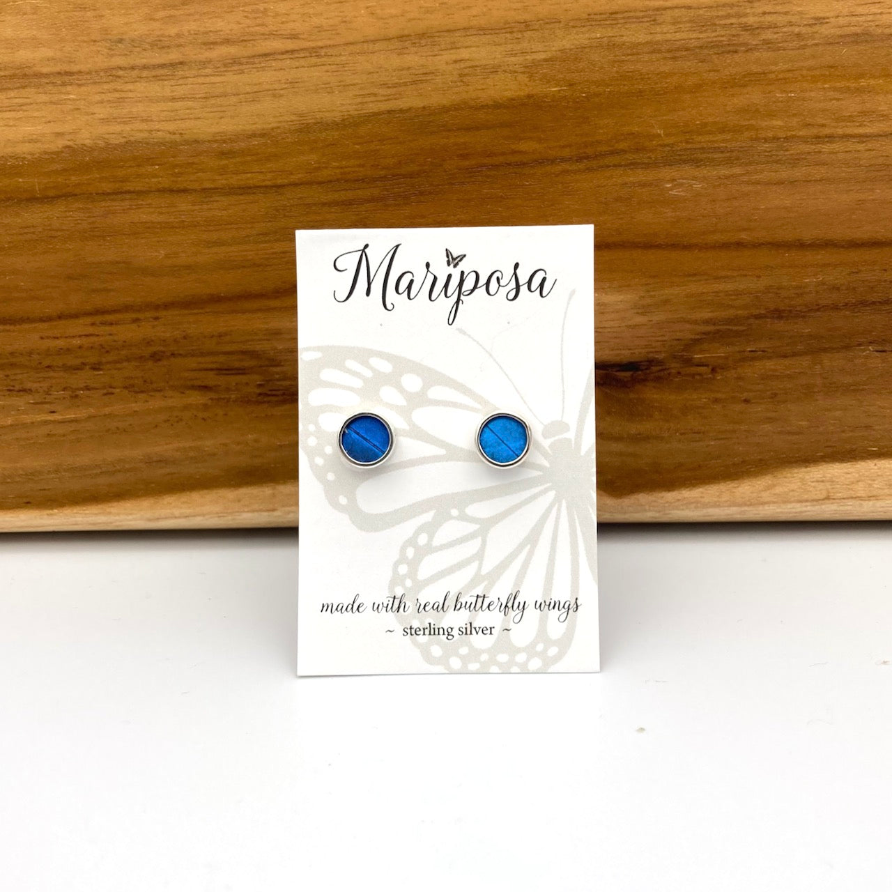 Blue Morpho Butterfly Stud Earrings