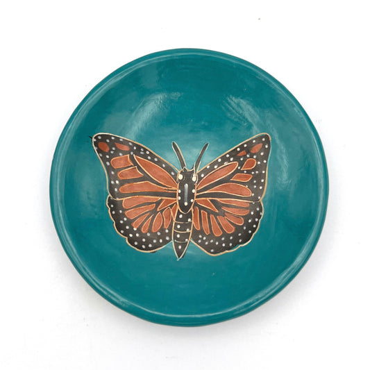 Monarch Butterfly Ceramic Ring Dish (Teal)