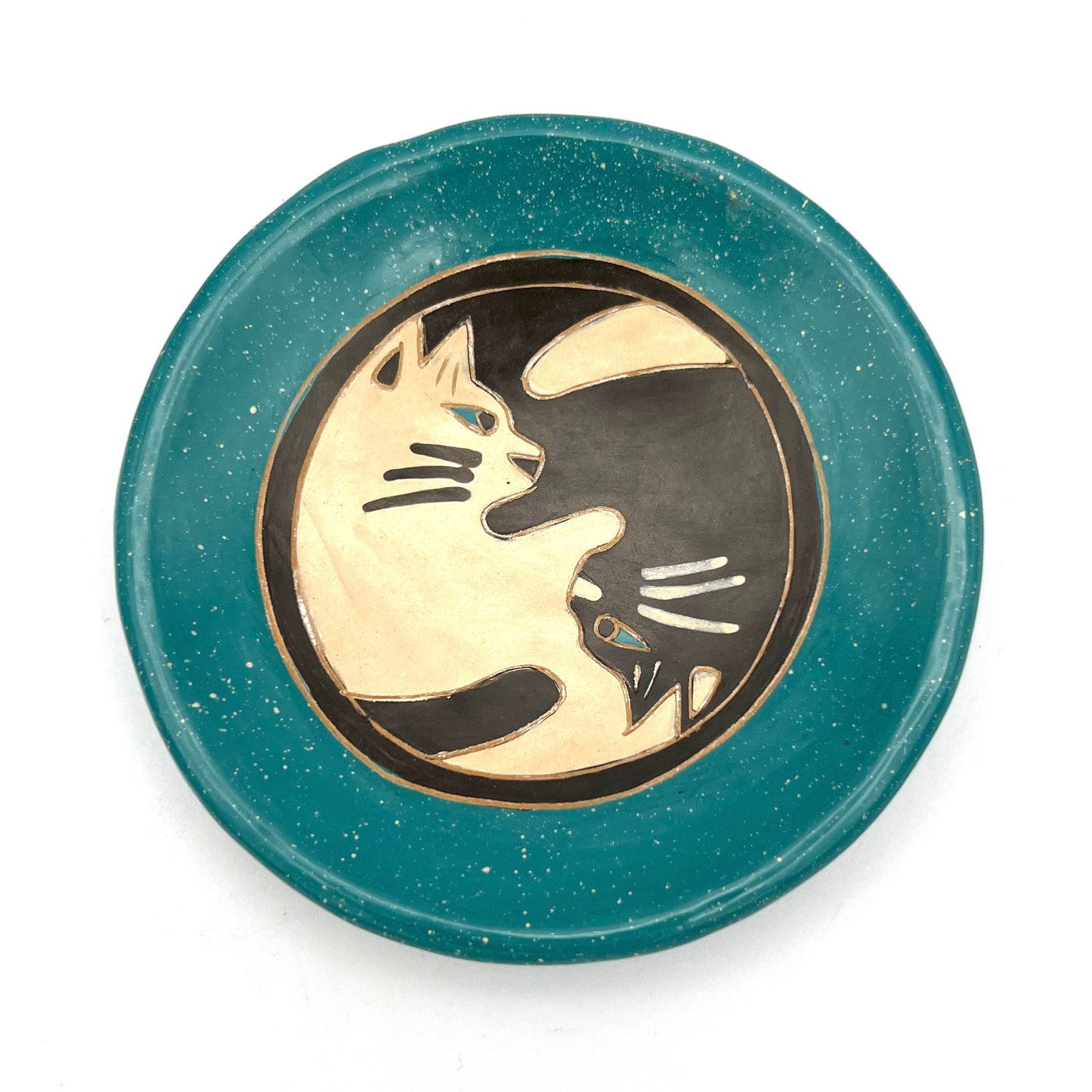 Yin Yang Cat Ceramic Ring Dish
