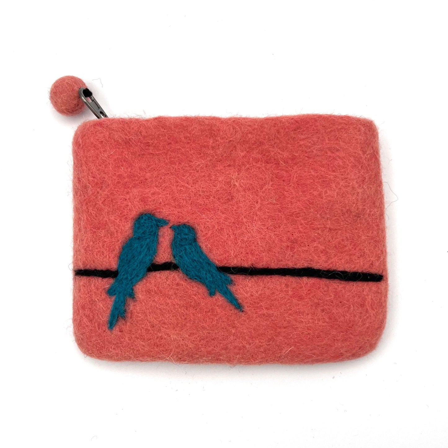 Two Birds on Line Felt Coin Purse