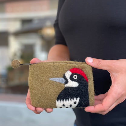 Acorn Woodpecker Felt Coin Purse