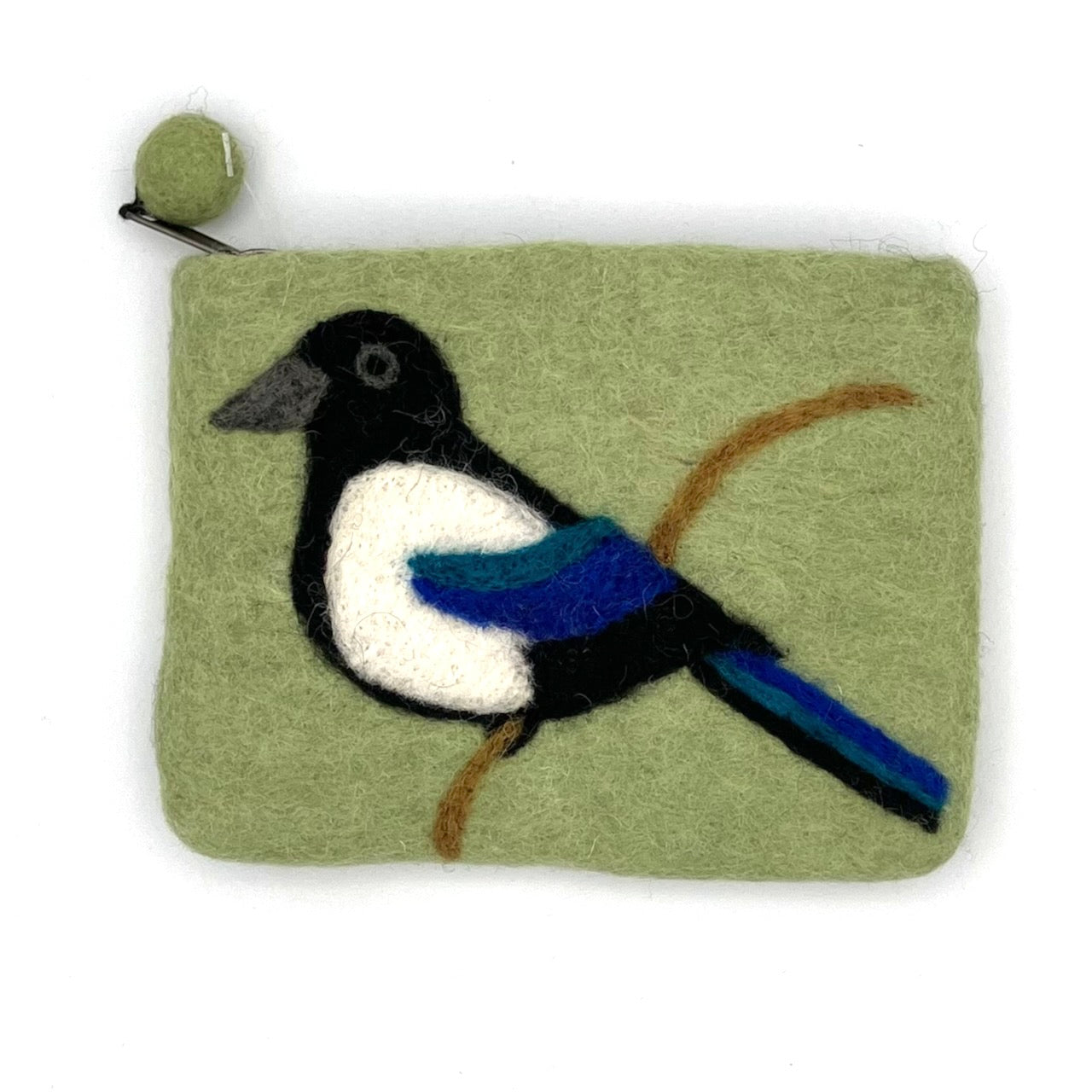 Black-billed Magpie Felt Coin Purse