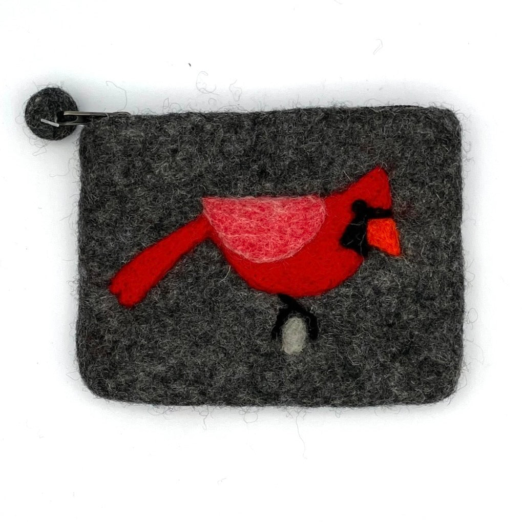 Cardinal Felt Coin Purse – Women of the Cloud Forest
