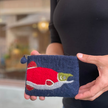 Coho Salmon Felt Coin Purse