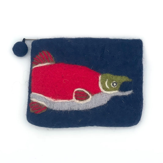 Coho Salmon Felt Coin Purse