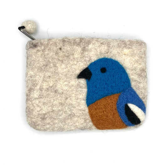 Lazuli Bunting Felt Coin Purse