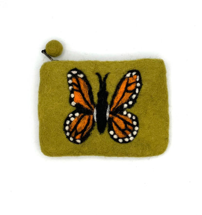 Monarch Butterfly Felt Coin Purse