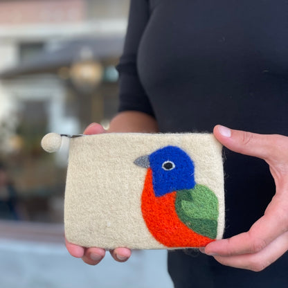 Painted Bunting Felt Coin Purse
