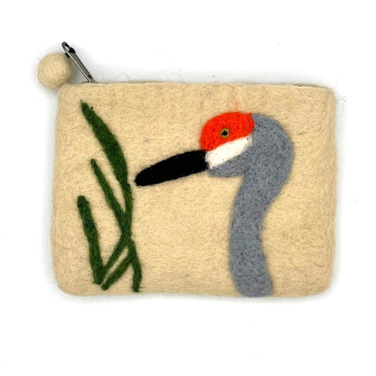 Sandhill Crane Felt Coin Purse
