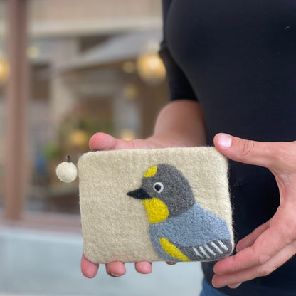 Yellow-rumped Warbler Felt Coin Purse