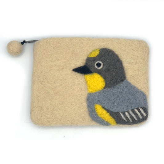 Yellow-rumped Warbler Felt Coin Purse