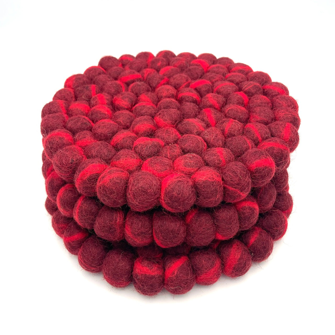 Red Marble Felt Ball Trivet