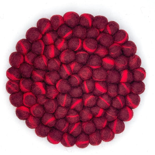 Red Marble Felt Ball Trivet