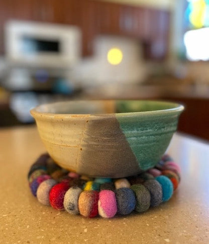 Marbled Multi-color Felt Ball Trivet