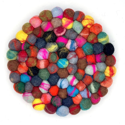 Marbled Multi-color Felt Ball Trivet