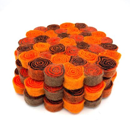 Orange Felt Swirl Trivet