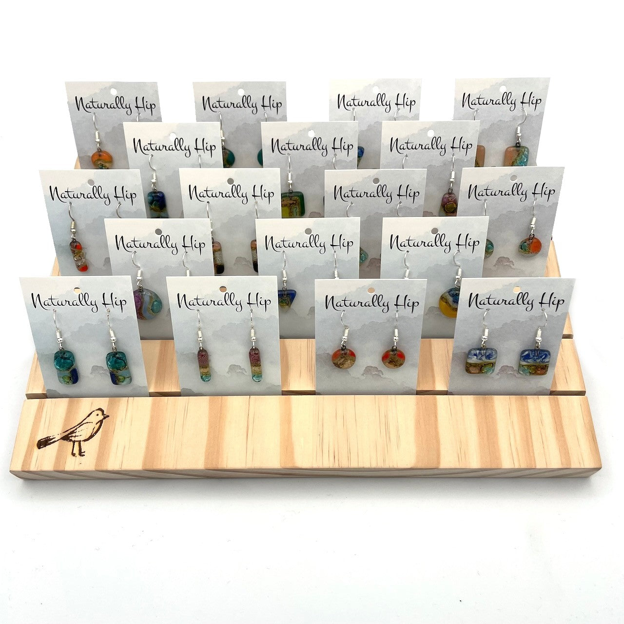 Glass Earrings Starter Package (24 units + wooden display)