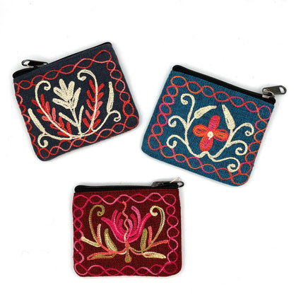 Embroidered Floral Coin Purse