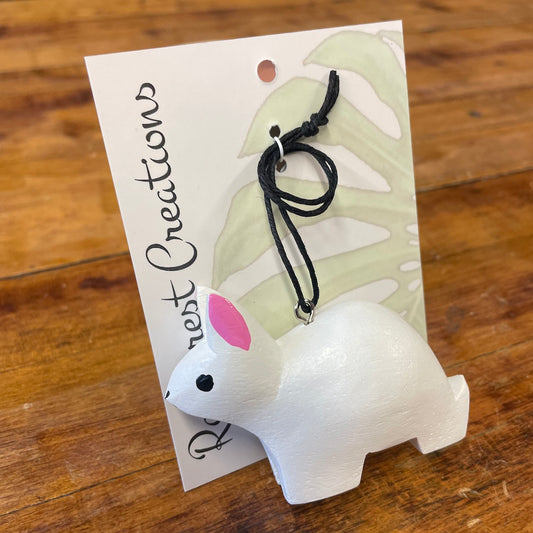 Mini White Rabbit Balsa Ornament