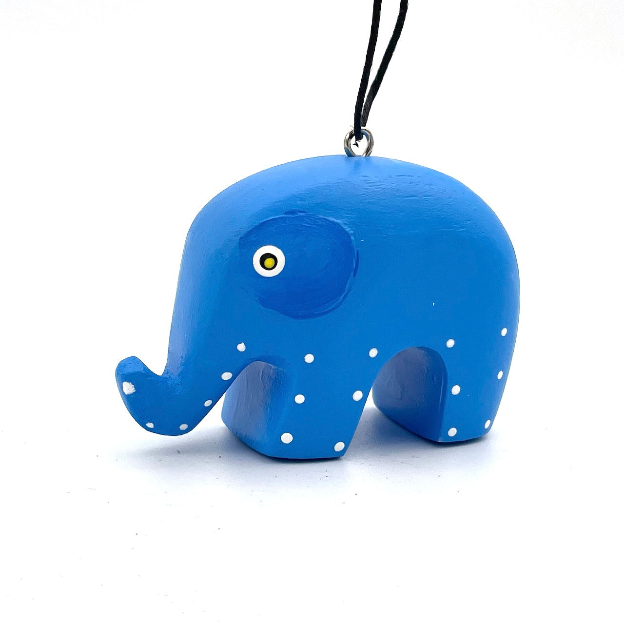 Mini Whimsical Elephant Balsa Ornament - Blue