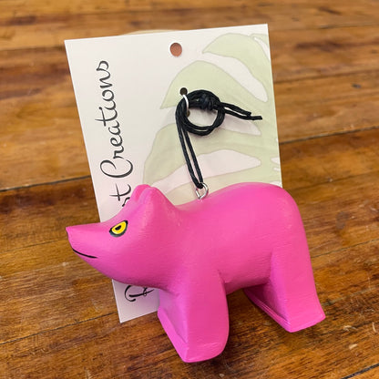 Mini Whimsical Pig Balsa Ornament
