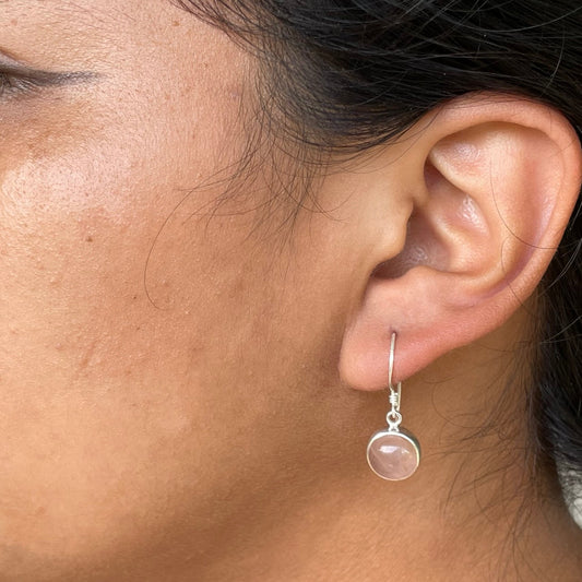 Rose Quartz Sterling Silver Earrings