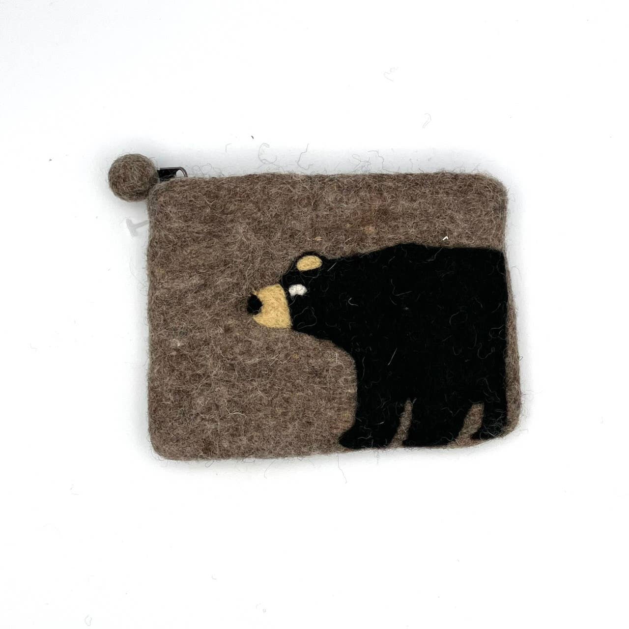 Black Bear Felt Coin Purse