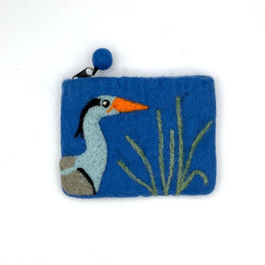 Great Blue Heron Felt Coin Purse