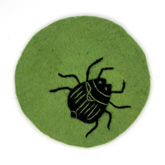 Beetle Round Felt Trivet