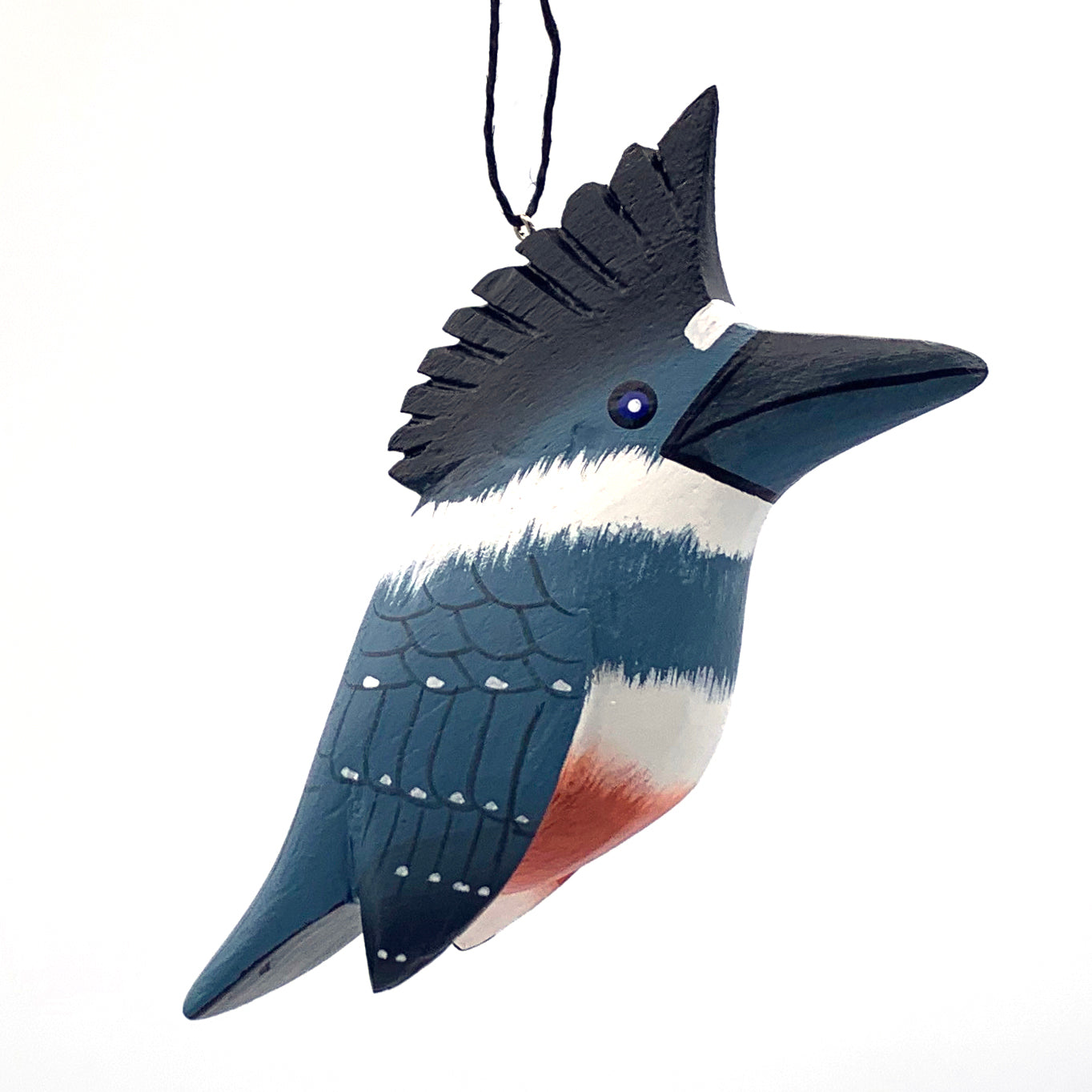 Belted Kingfisher Balsa Ornament