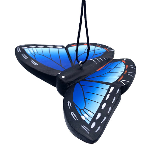Blue Morpho Butterfly Balsa Ornament