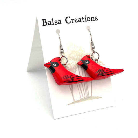 Cardinal Balsa Earrings